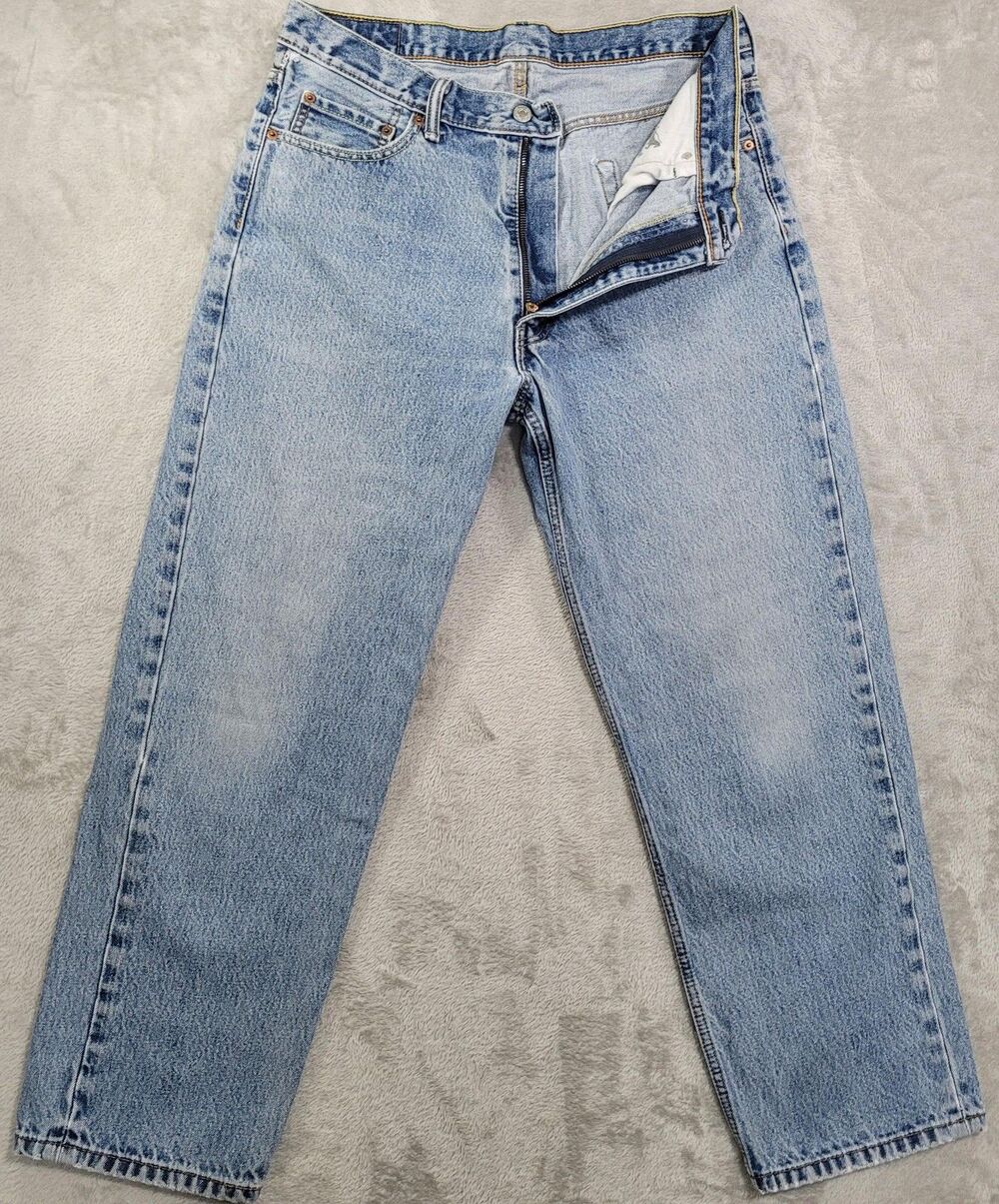 Levi's 550 Jeans Mens 36x30 Blue Light Wash Relaxed Tapered Zip Fly Denim Cotton